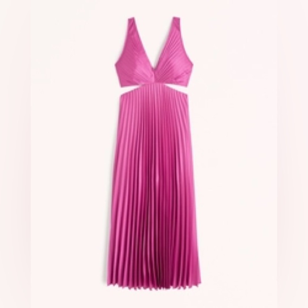 Abercrombie Satin Pleated Cutout Maxi Dress